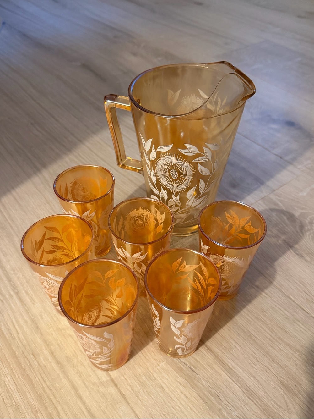 70s Vintage Pitcher with Juice Glasses